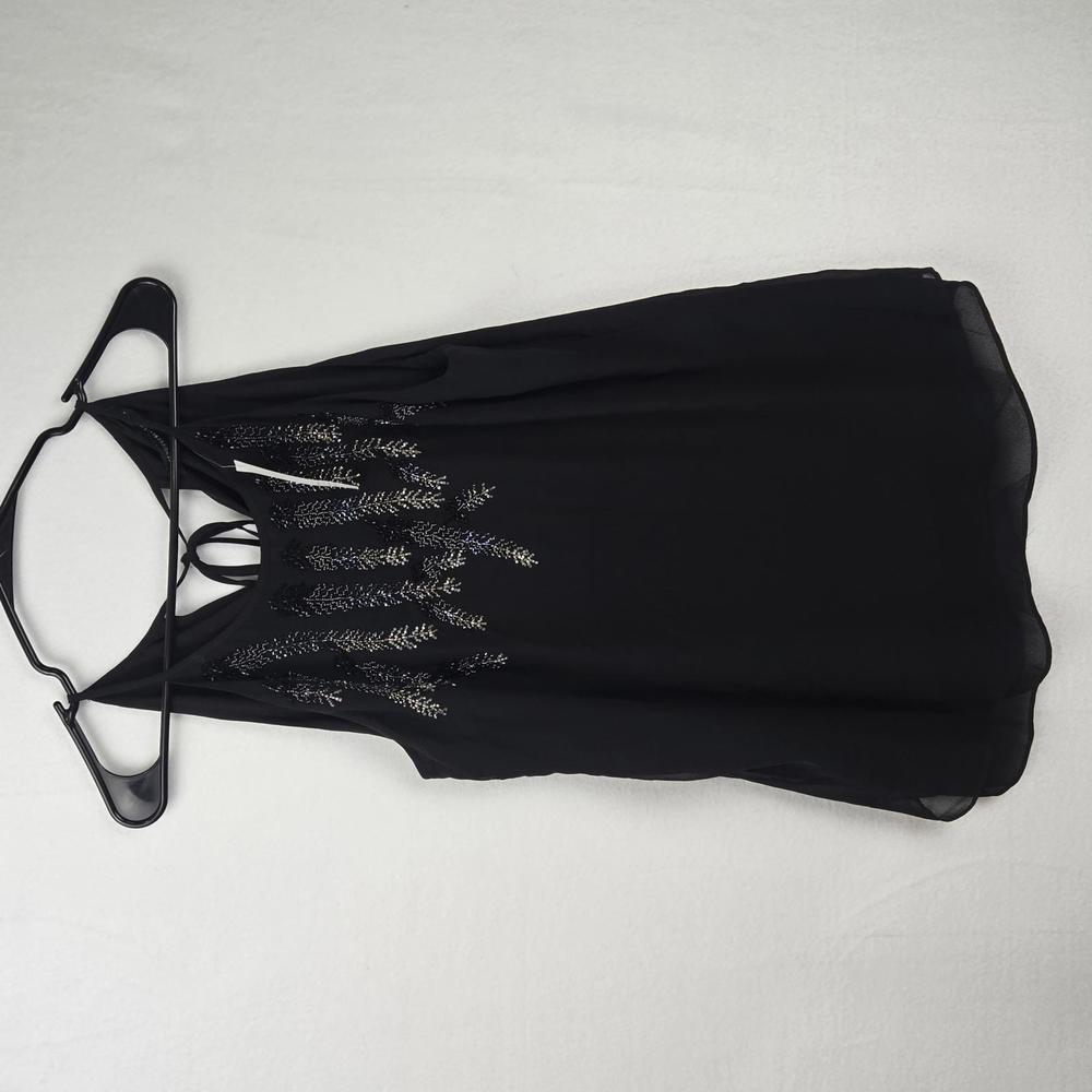 White House Black Market Elegant Black Beaded Tank Top Size 10